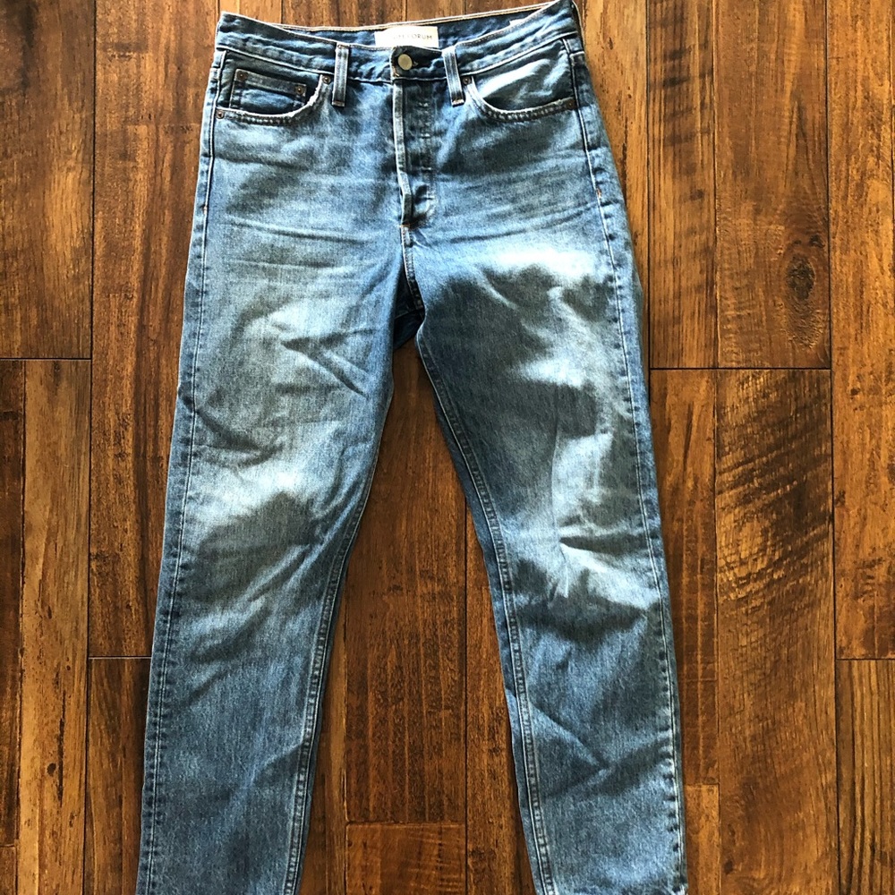 High rise cute bottom down jean